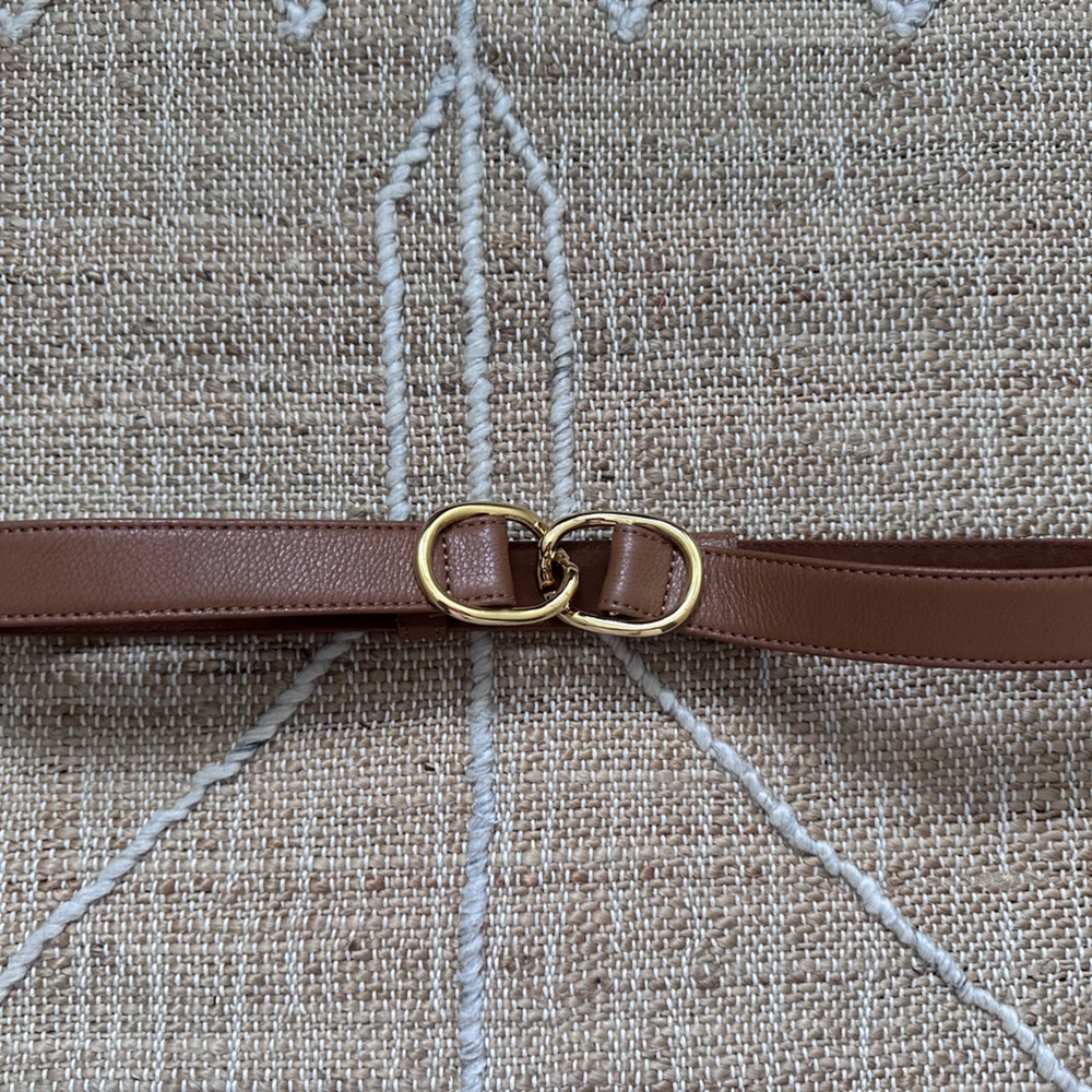 B-Low The Belt Maeve Mini Belt Adjustable Cuoio & Gold Interlocking Rings OS